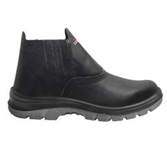 BOTA COURO PRETA ELASTICO BIQUEIRA PVC BIDENSIDADE N45 CARTOM