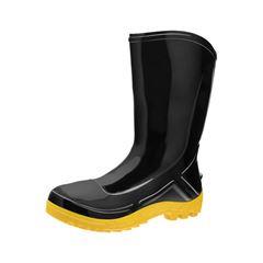 BOTA PVC VULCAFLEX SEM FORRO INTERNO COM CABEDAL EM CABEDAL SEM COURO / NUMERO 37 PRETO E AMARELO