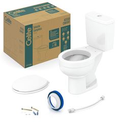 KIT BACIA COM CAIXA, ASSENTO PP SOFT CLOSE E COMPLEMENTOS DE INSTALAÇÃO ACESSO CONFORT CELITE