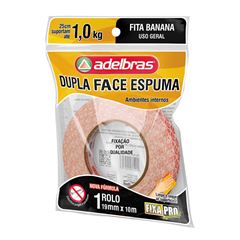 FITA ADESIVA DUPLA FACE ESPUMA BANANA 19MMX10M BRANCA  ADELBRAS