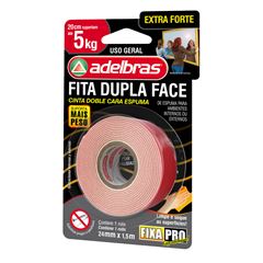 FITA ADESIVA DUPLA FACE ESPUMA ESTRA FORT 24MMX1.5M BRANCA  ADELBRAS