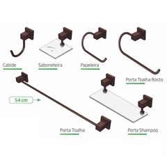 KIT BANHEIRO SQUARE LUXO CORTEN  REAL METAIS