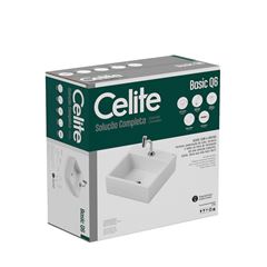 CELITE KIT CUBA DE APOIO 35X35CM Q6 BASIC BRANCA COM TORNEIRA COM BICA BAIXA BRANCO 