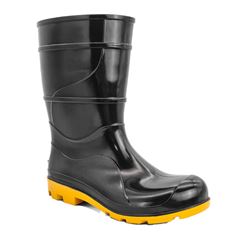 BOTA PVC PRETA SOLADO AMARELA SEM FORRO  SEM BICO 39 CARTOM