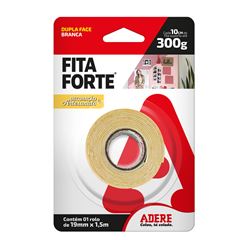 FITA ADESIVA DUPLA FACE FORTE ESPUMA  BRANCA 19MMX1.5M ADERE