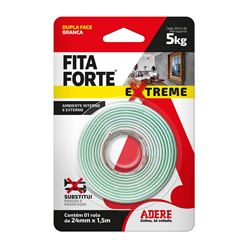 FITA ADESIVA DUPLA FACE FORTE ESTREME ESPUMA BRANCA  24MMX1,5M ADERE